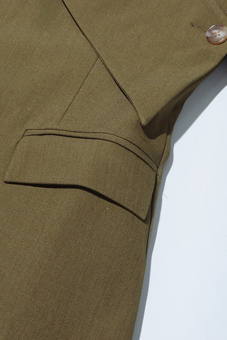Asymmetrical Grommet-Belt Wrap Blazer