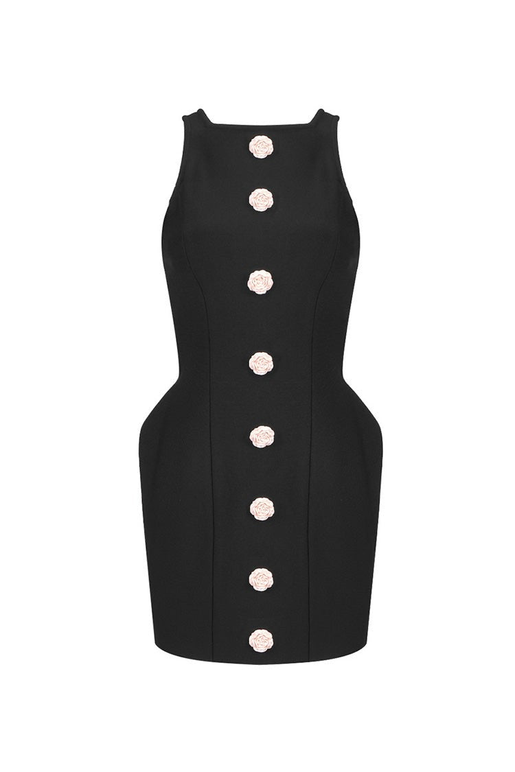 Bandage Rosette Trim Sculpted Micro Mini Dress