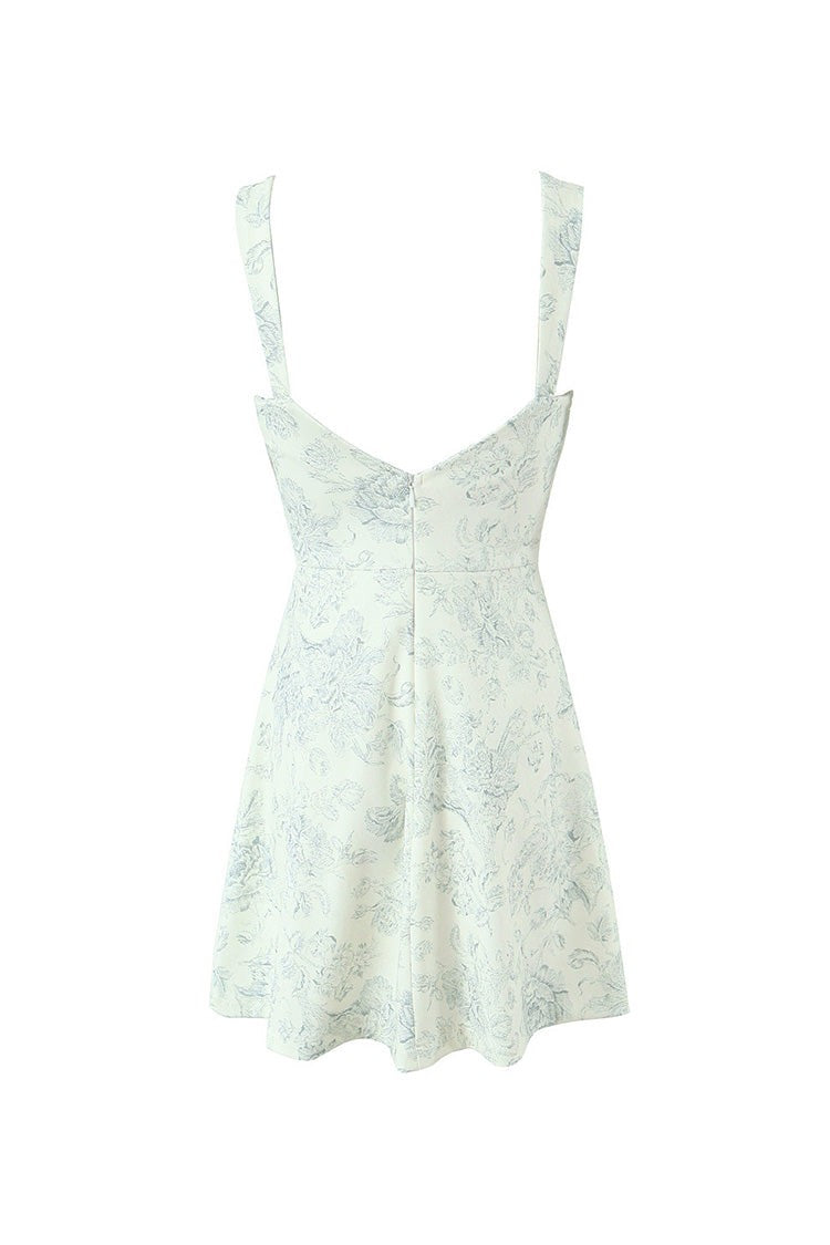 Floral Sweetheart Bustier Skater Mini Dress