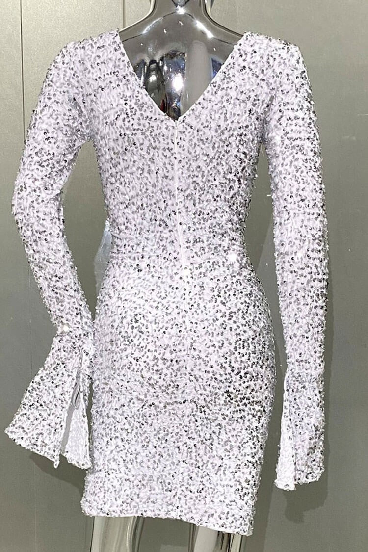 Sequin Velvet Cutout Ruched Bodycon Mini Dress