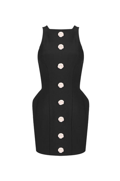 Bandage Rosette Trim Sculpted Micro Mini Dress