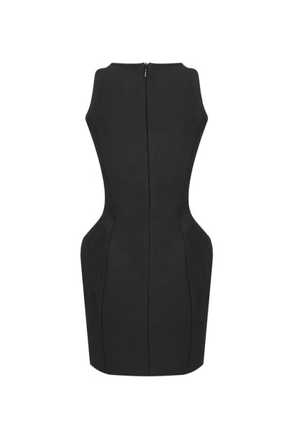 Bandage Rosette Trim Sculpted Micro Mini Dress