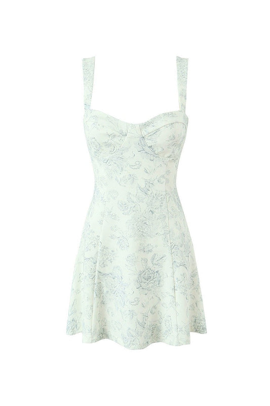 Floral Sweetheart Bustier Skater Mini Dress