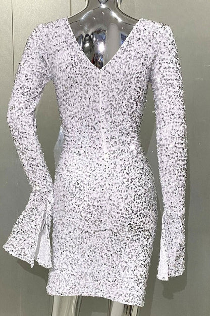 Sequin Velvet Cutout Ruched Bodycon Mini Dress
