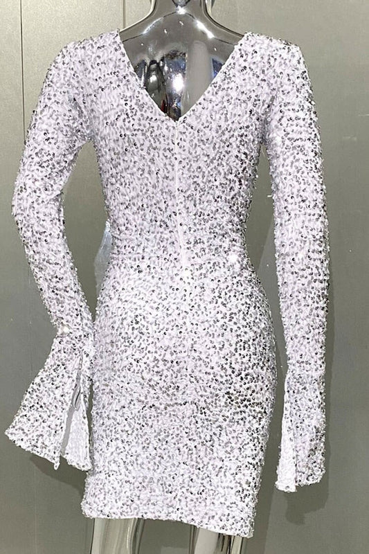 Sequin Velvet Cutout Ruched Bodycon Mini Dress